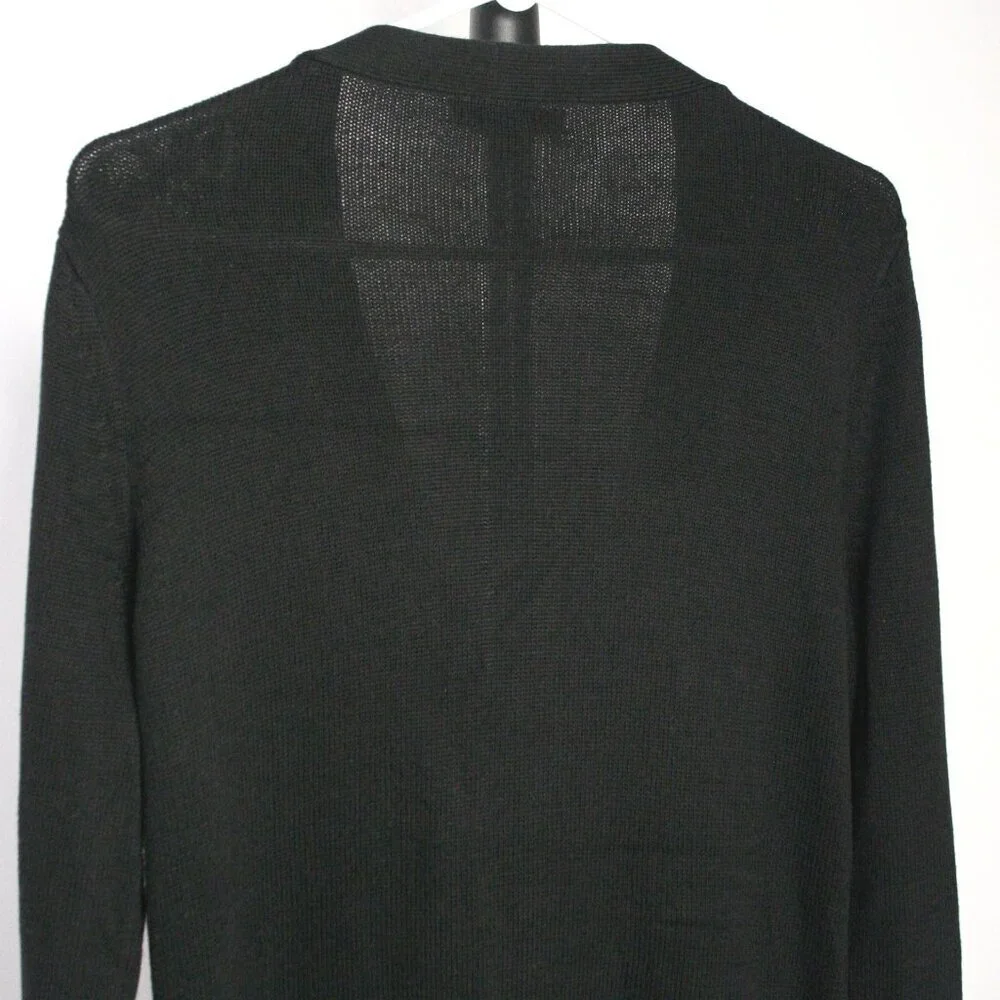 Banana Republic Factory Black V-Neck Lightweight Cable Knit‎ Midi Cardigan Sz L - Picture 7 of 10